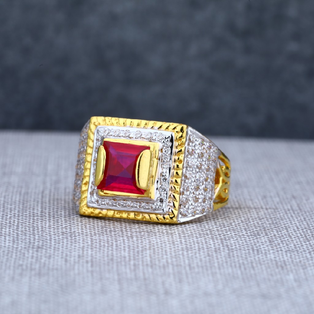 916 Mens Fancy Gold Solitaire Ring-MSR20
