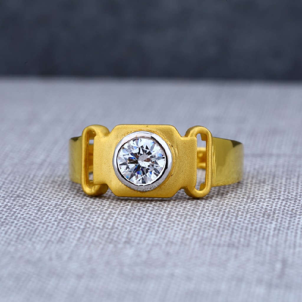 Mens 916 Gold Solitaire Ring-MSR16 - Image 2