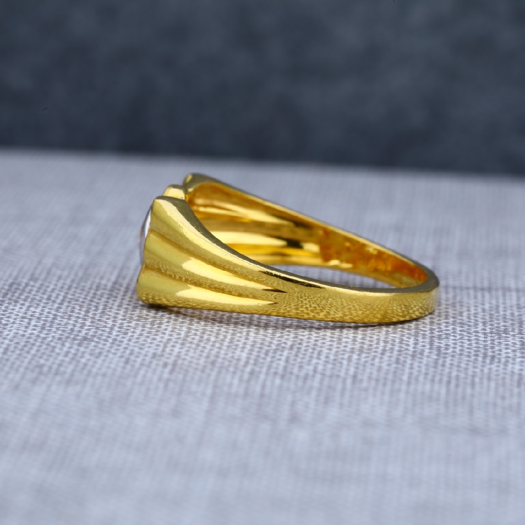 Mens 916 Plain Fancy Solitaire Gold Ring-MSR11 - Image 3