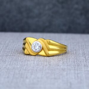 Mens 916 Plain Fancy Solitaire Gold Ring-MSR11