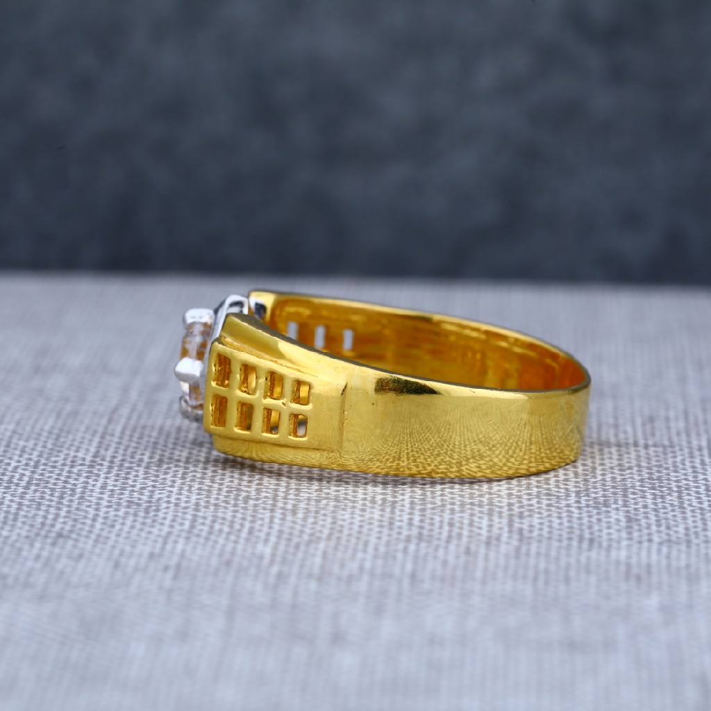 Mens 916 designer solitaire engagement gold ring-msr09 - Image 4