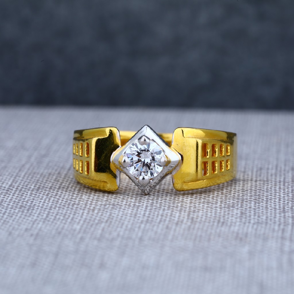 Mens 916 designer solitaire engagement gold ring-msr09 - Image 3