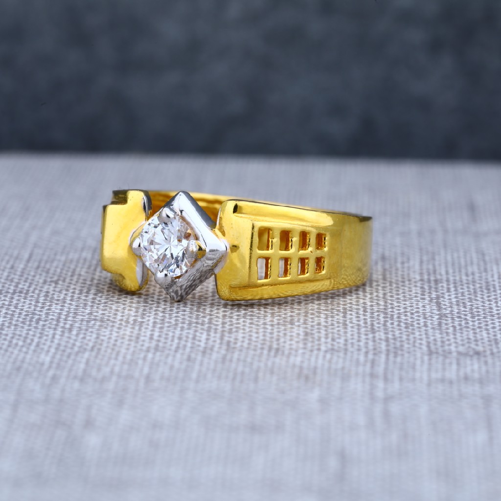 Mens 916 designer solitaire engagement gold ring-msr09 - Image 2