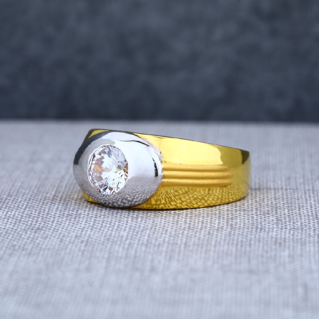 Mens 22ct fancy rodium solitaire gold ring-msr07
