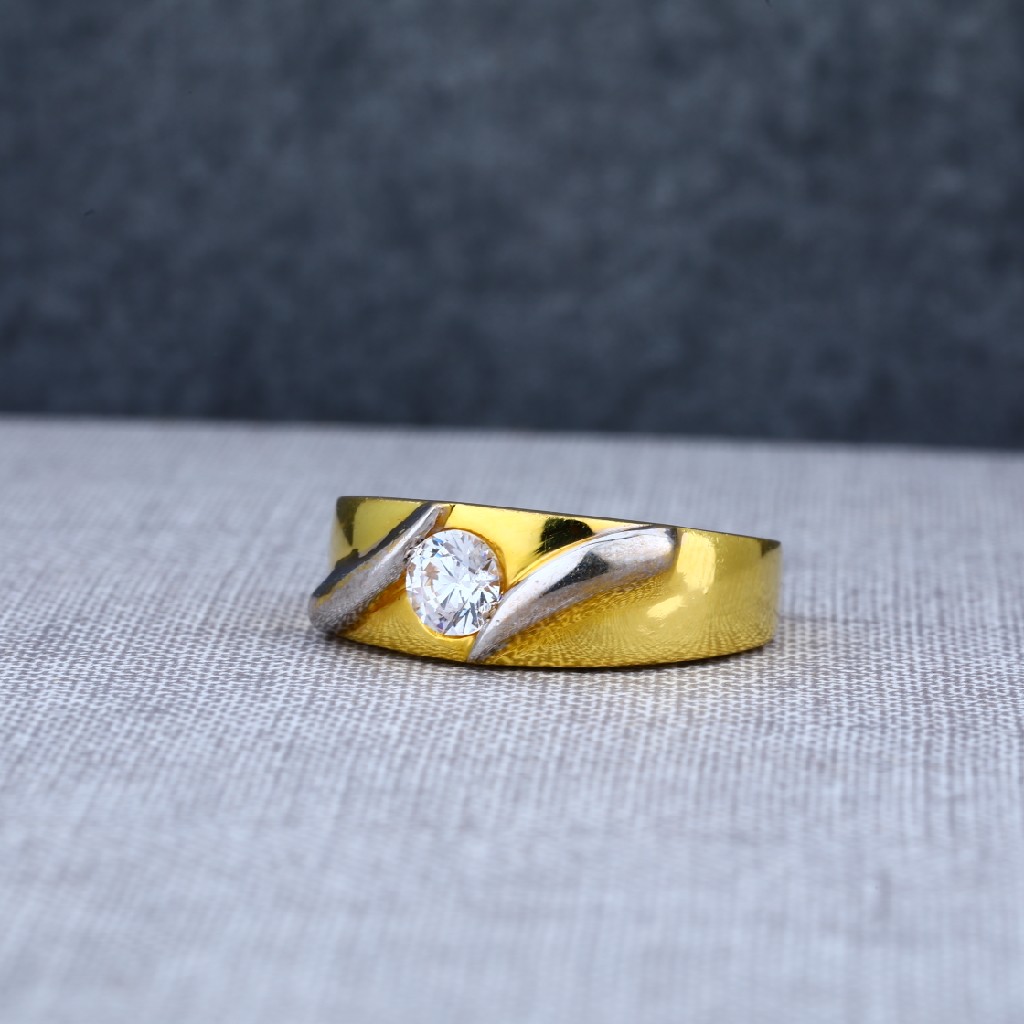 Mens designer 916 single stone gold ring-msr04