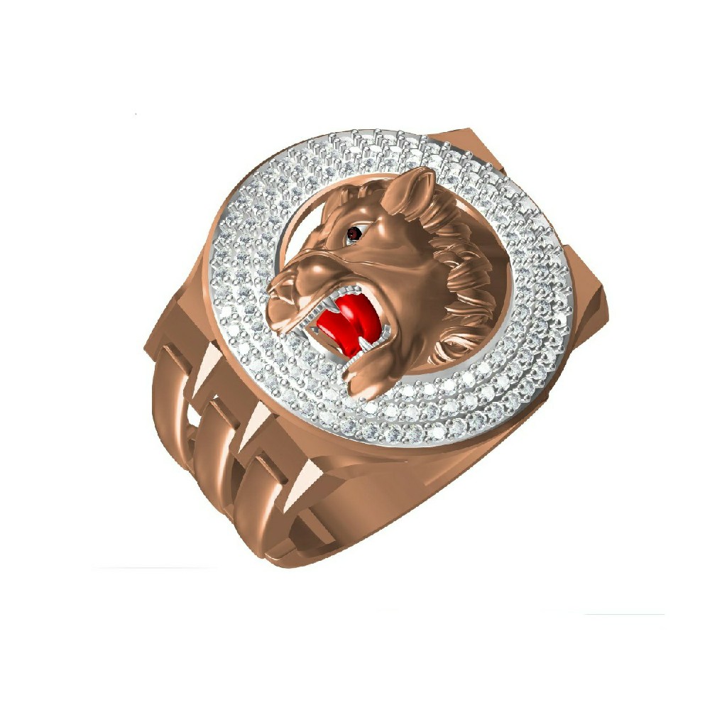 18K Fancy Lion Design Rose Gold Ring-313120