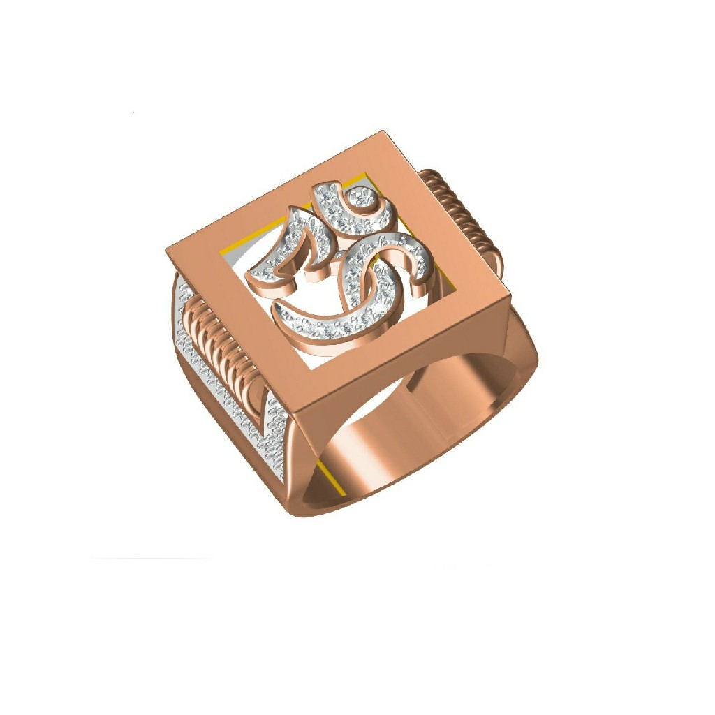 18Kt Om Design Religious Rose Gold Men's Ring-31317