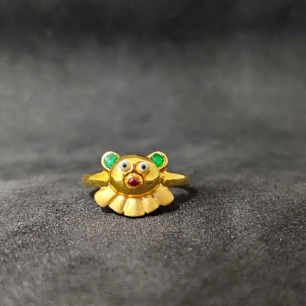 22Kt Kids Wear Teddy Bear Design Gold Ring-24506