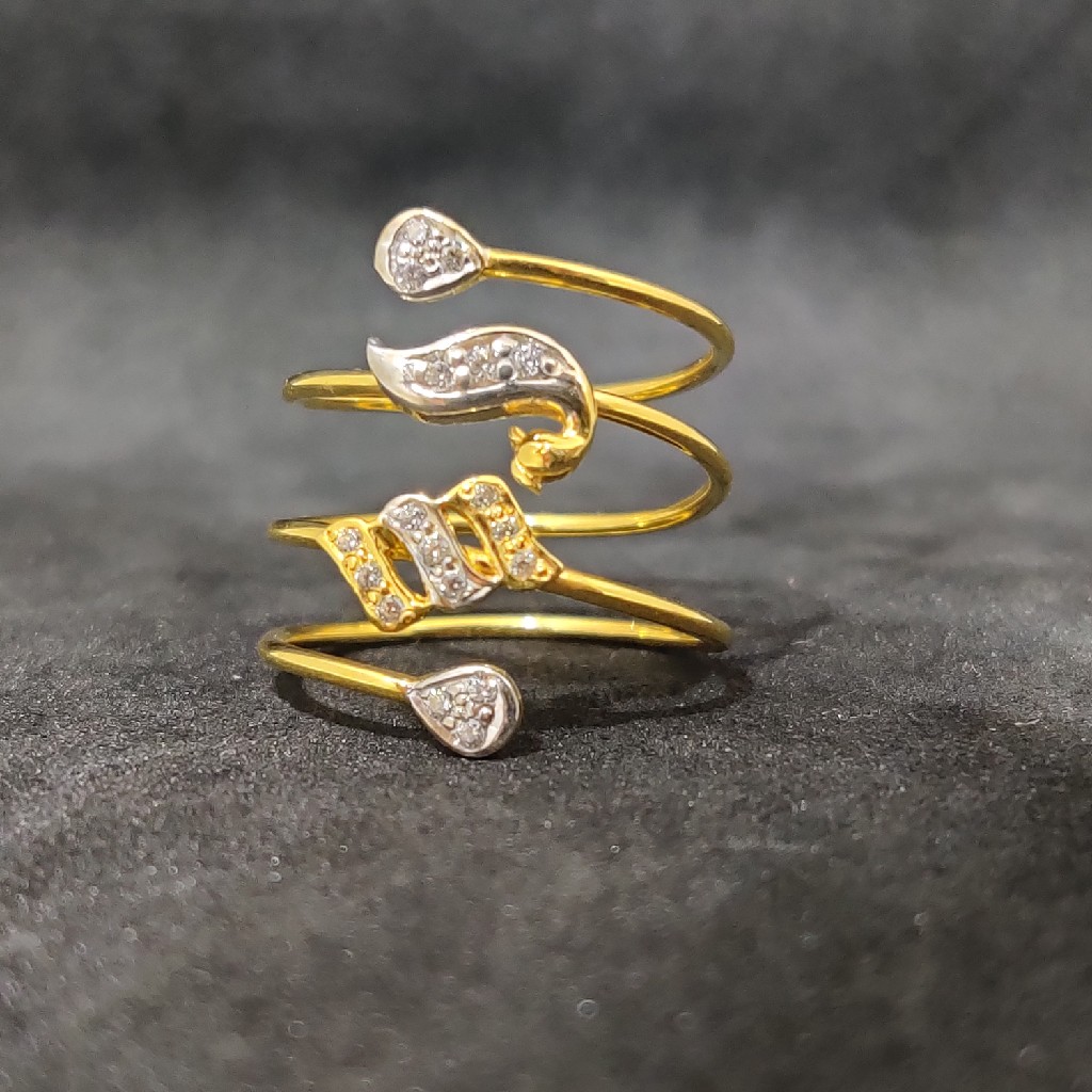 22Kt Designer Women's Wear Fancy Spring Gold Ring -24954