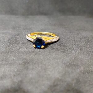 916 Designer Blue Stone Ladies Wear Gold Ring-21008