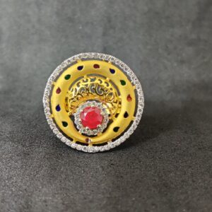 Exclusive Fancy Round Design 22K Gold Ring-15033