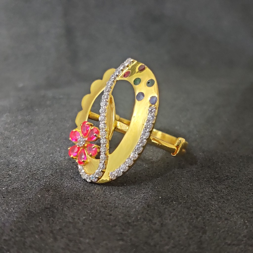 916 Fancy Colourful Stones Ladies Gold Ring-15032 - Image 2