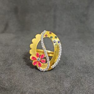 916 Fancy Colourful Stones Ladies Gold Ring-15032