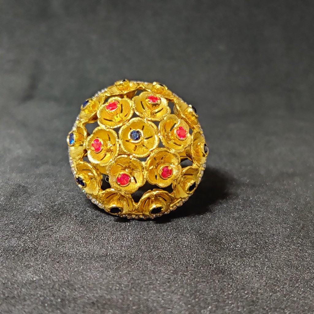 916 Colourful Stone Fancy Ladies Gold Ring-15025