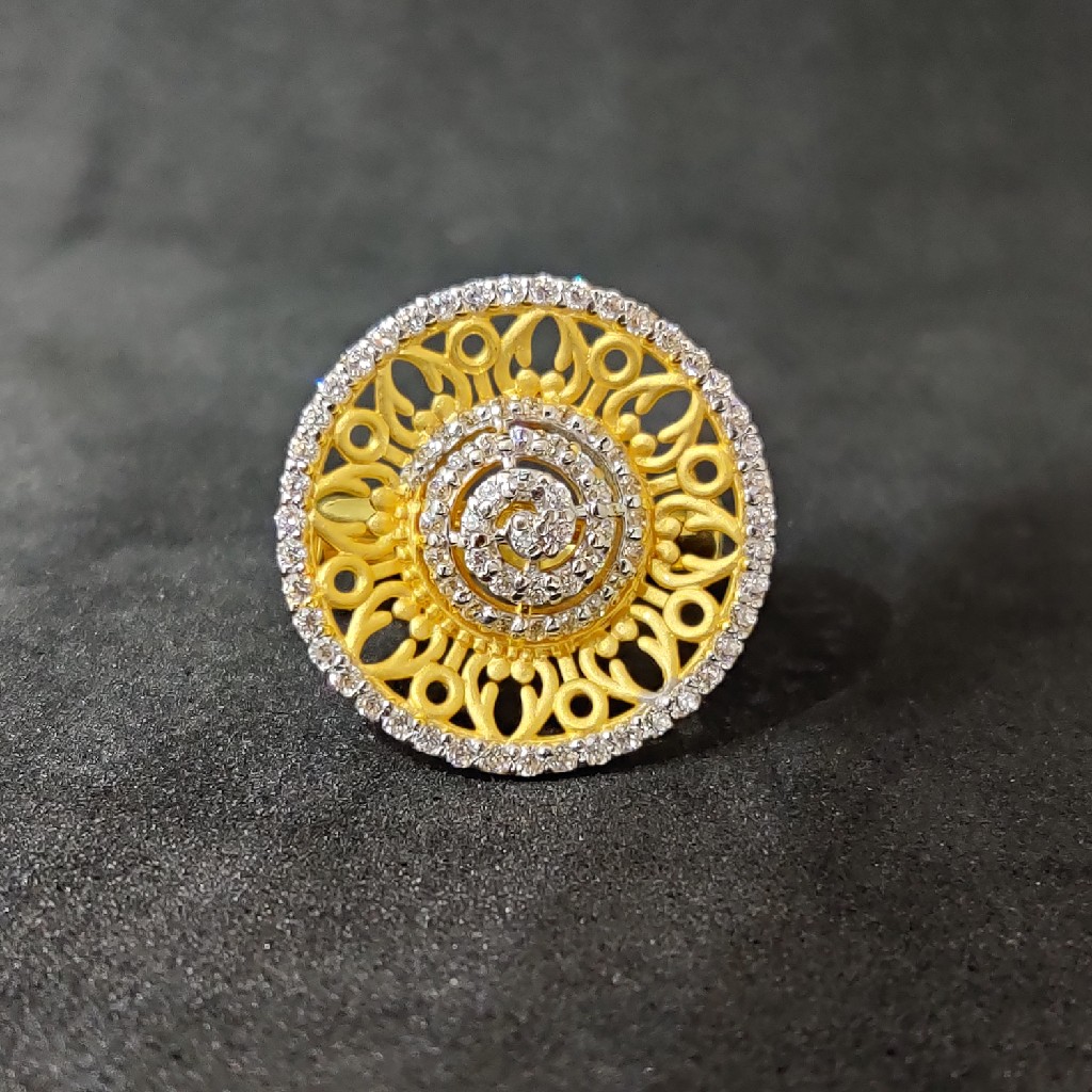 916 Girls Festival Wear White Stone Gold Ring - 15023