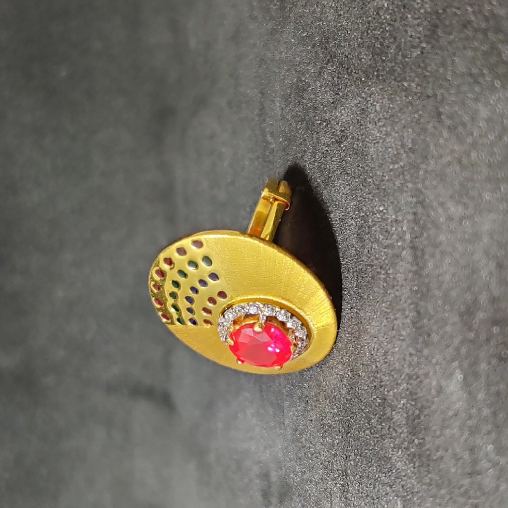 Ladies Exclusive Dull Finishing Colourfull 916 Gold Ring-15021 - Image 2