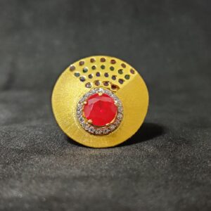Ladies Exclusive Dull Finishing Colourfull 916 Gold Ring-15021