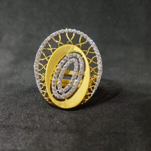 22kt girls festival wear white stone gold ring-15020
