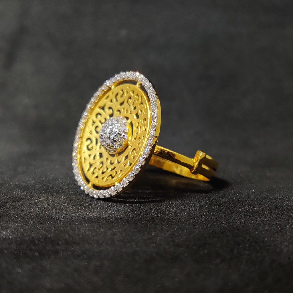 916 fancy white stone ladies wear gold ring-15017 - Image 2