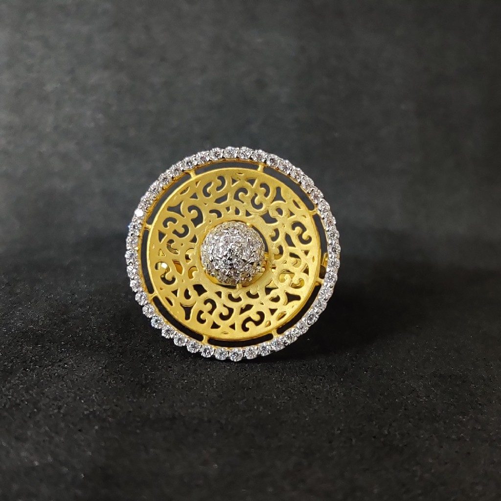 916 fancy white stone ladies wear gold ring-15017