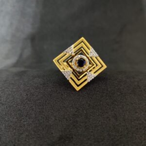 916 Gold Designer Blue Stone Ring-15004