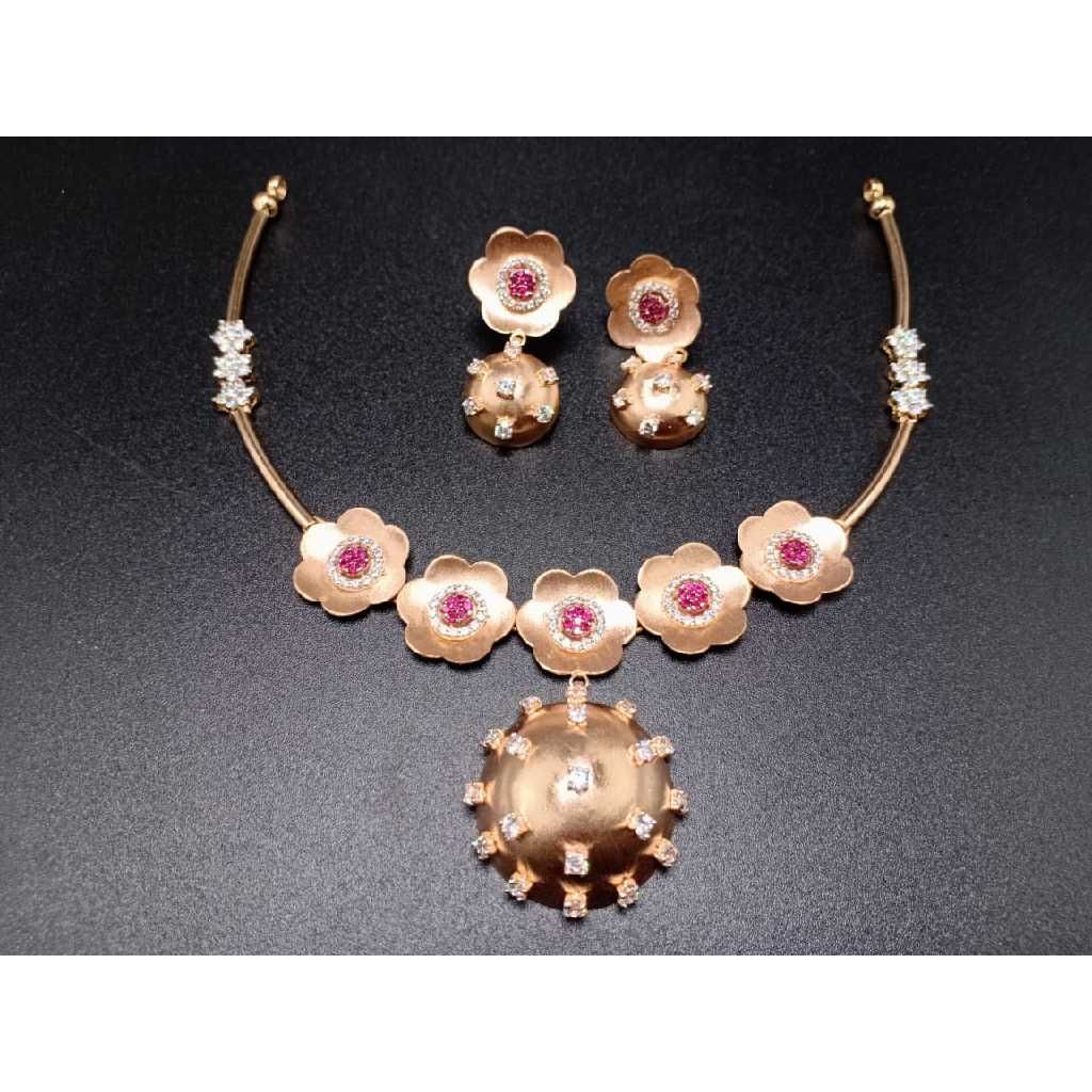 18k Ladies Fancy Rose Gold Set S-57523
