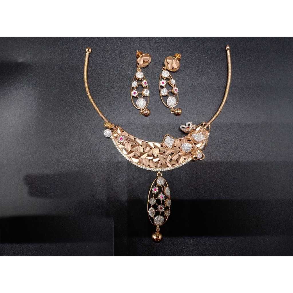 18k Ladies Fancy Rose Gold Set S-57521