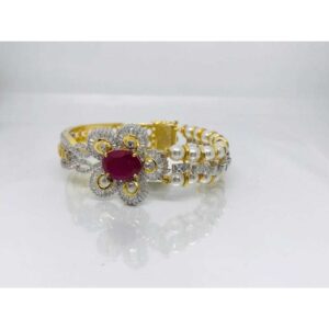 18k Ladies Fancy Gold Italian Kada K-51044