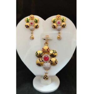 22k ladies fancy gold pendant set p-41806