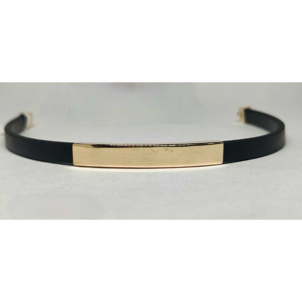 18k Gents Fancy Rose Leather Bracelet G-4702