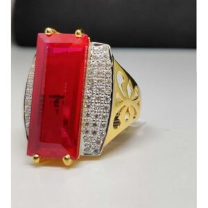 916 Gents Fancy Gold Red Stone Ring Gr-26778