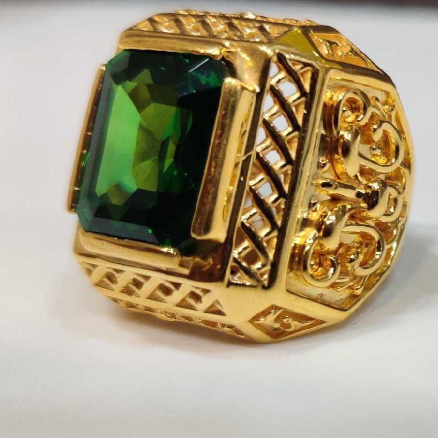 22kGents Fancy Gold Color Stone Ring Gr-26776