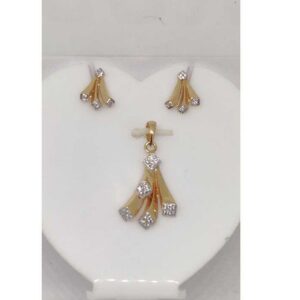 18k Ladies Fancy Rose Gold Pendant Set P-41528