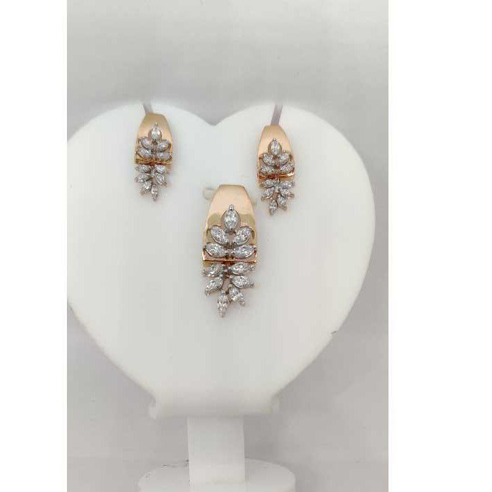 18k Ladies Fancy Rose Pendant Set P-41524