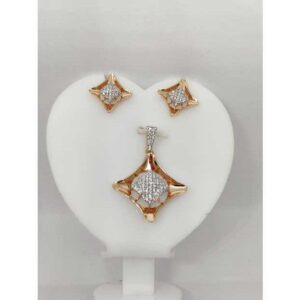 18k Fancy Ladies Rose Pendant Set P-41517