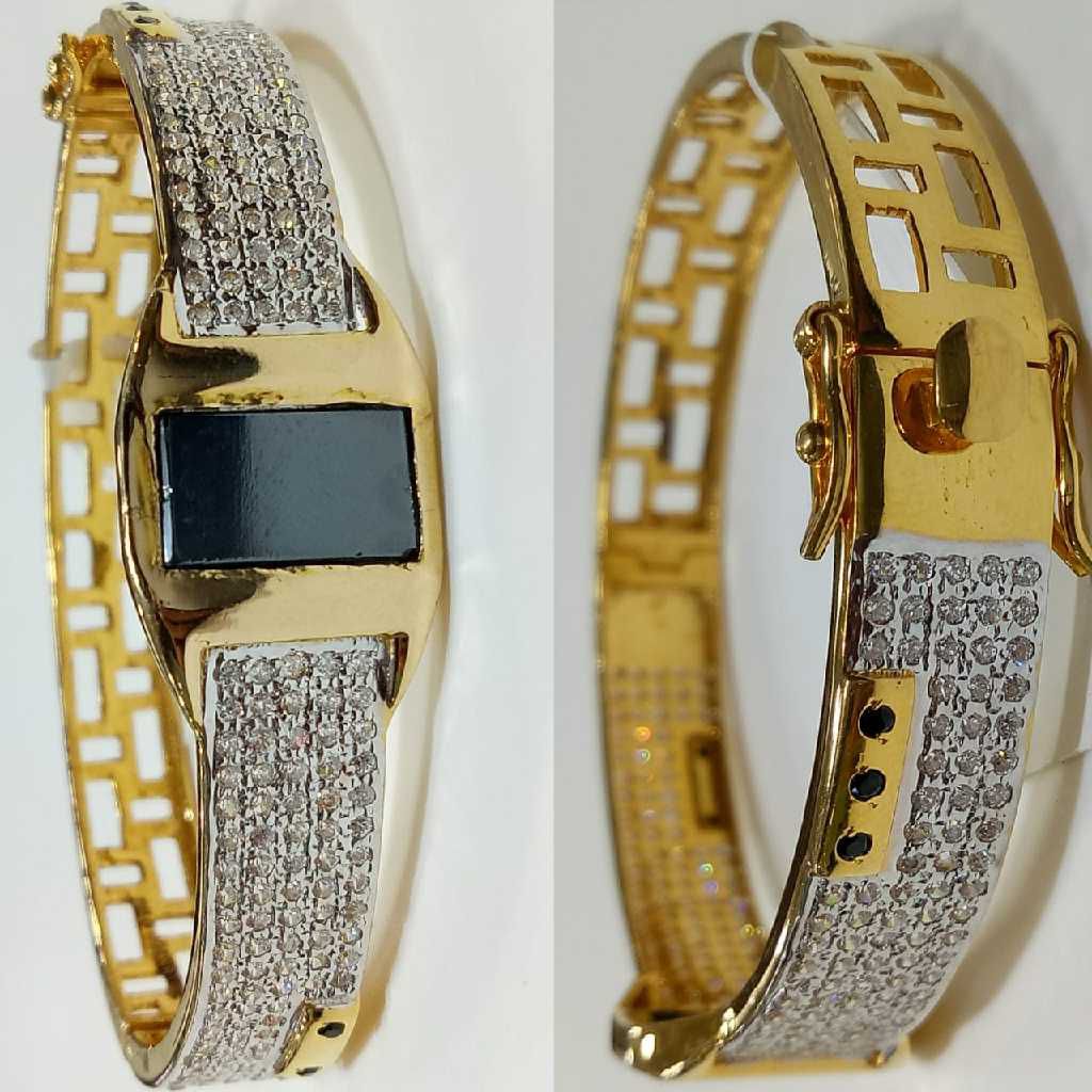 916 Gents Fancy Black Stone Kada G-3402