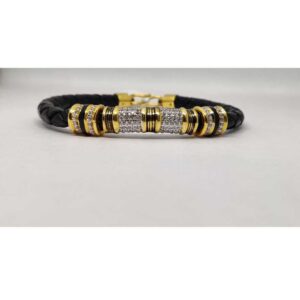 22k Men's Fancy Leather Kada G-4512