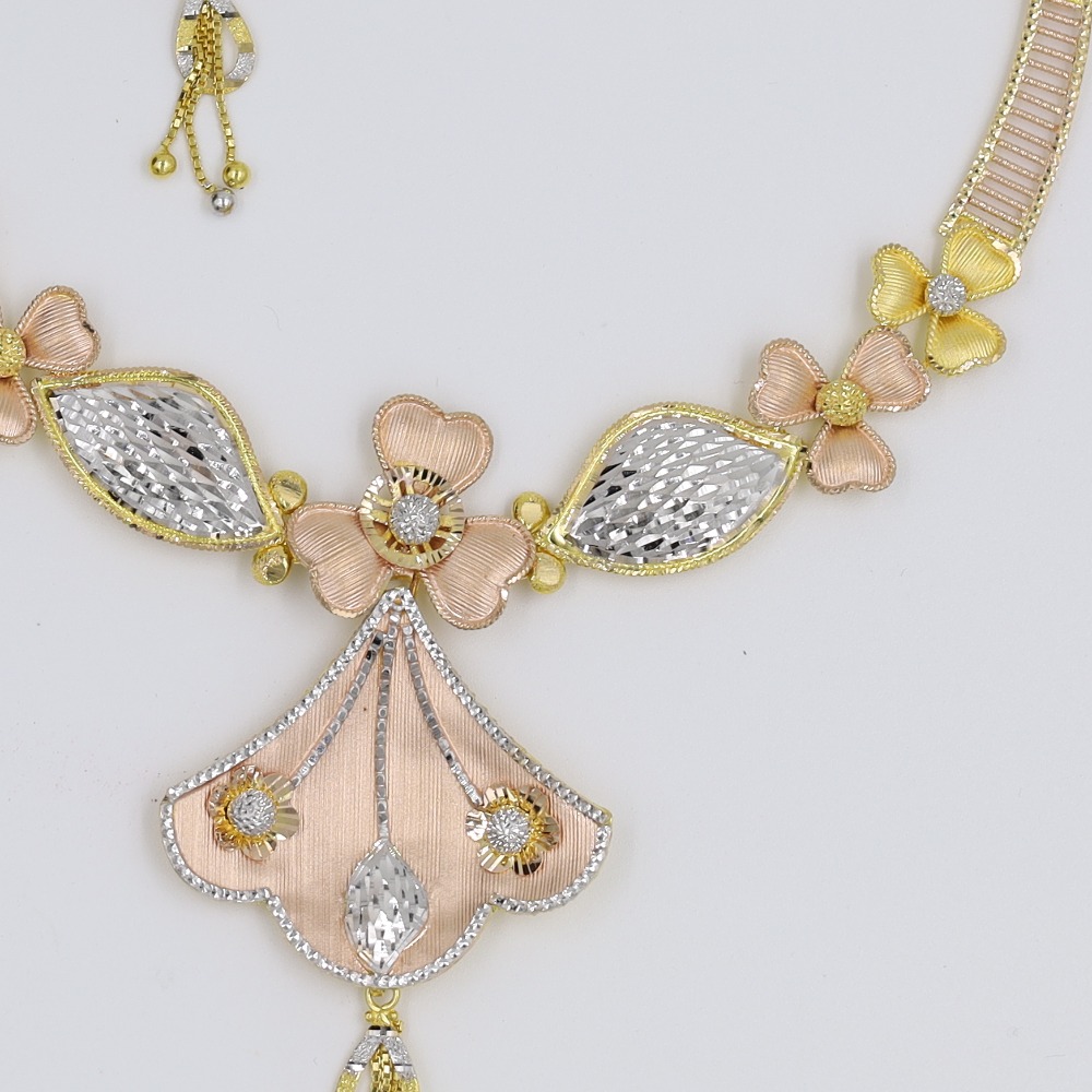 22kt fancy floral rose coated neckalce set