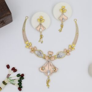 22kt fancy floral rose coated neckalce set