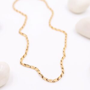 Pattern carved single tone gold chain for men