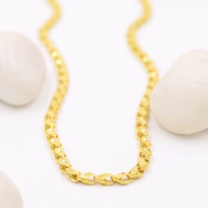 Spiral Pattern Dual Tone Gold Chain For Men