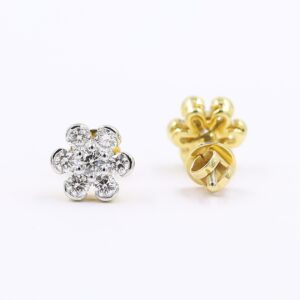 Floral Solitaire Look Diamond Stud Earrings