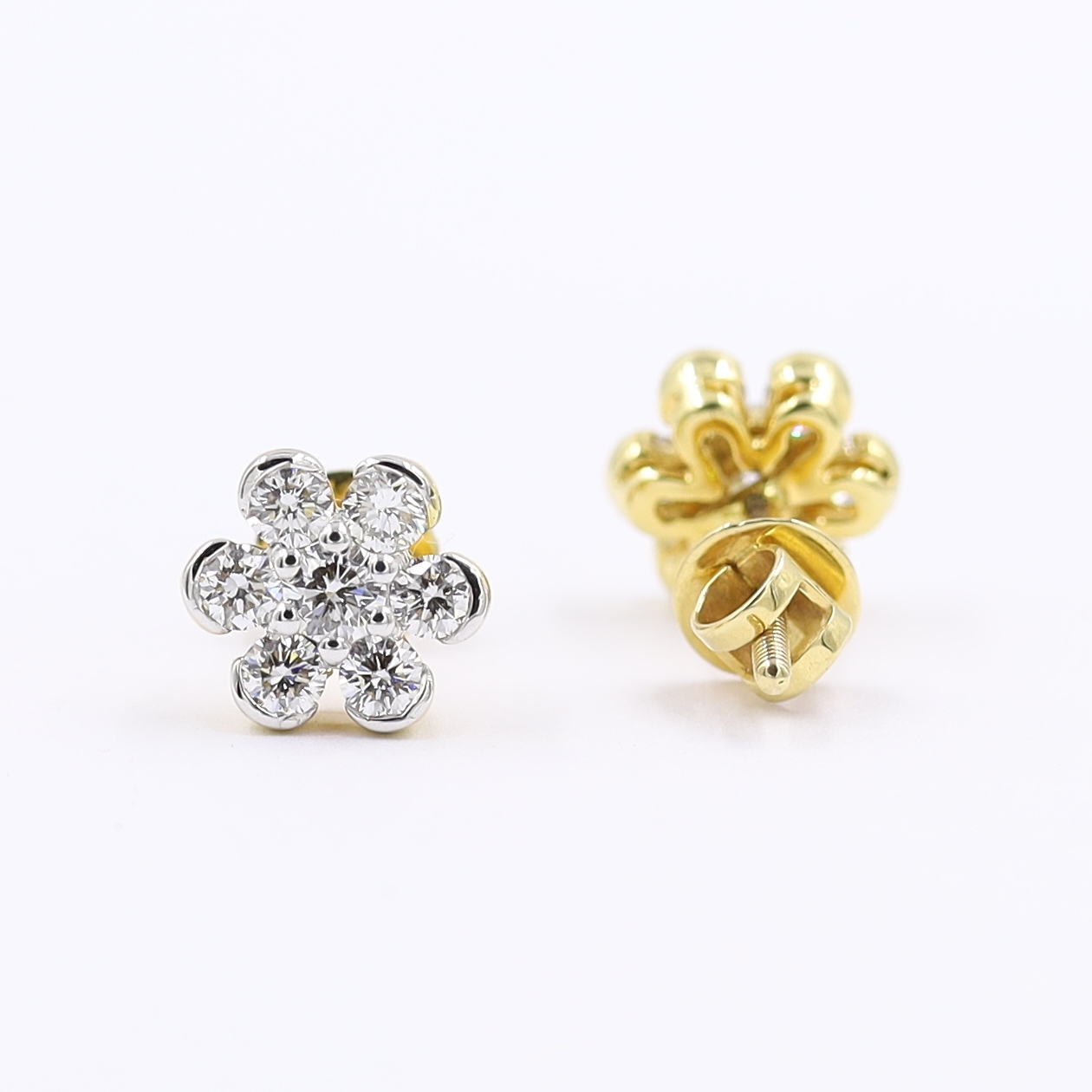 Floral Solitaire Look Diamond Stud Earrings