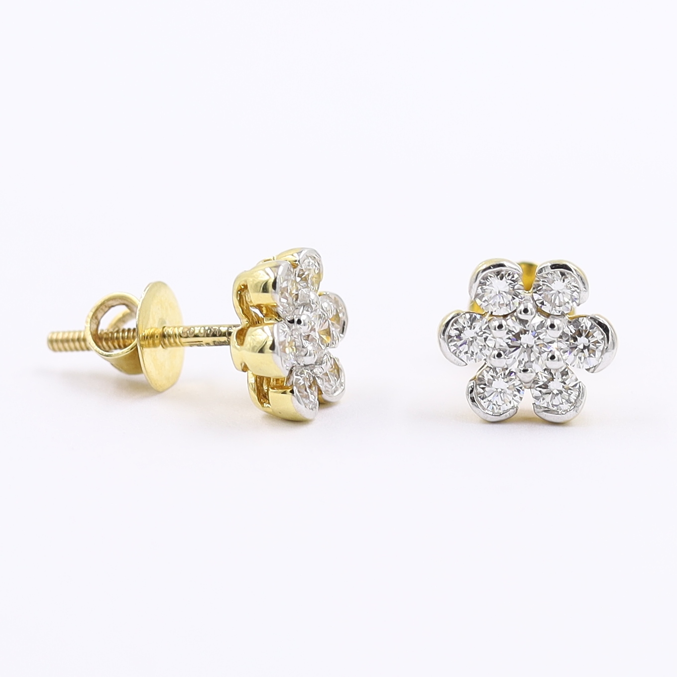 Floral Solitaire Look Diamond Stud Earrings