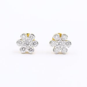 Floral Solitaire Look Diamond Stud Earrings