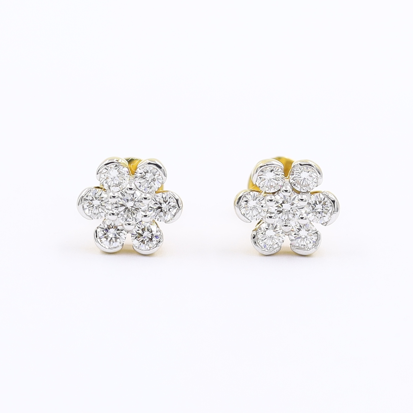 Floral Solitaire Look Diamond Stud Earrings