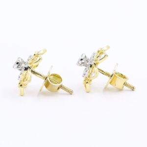 Brilliant Floral Gold And Diamond Stud Earrings