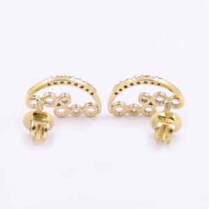 Contemporary 14KT Rose Gold And Diamond Earring