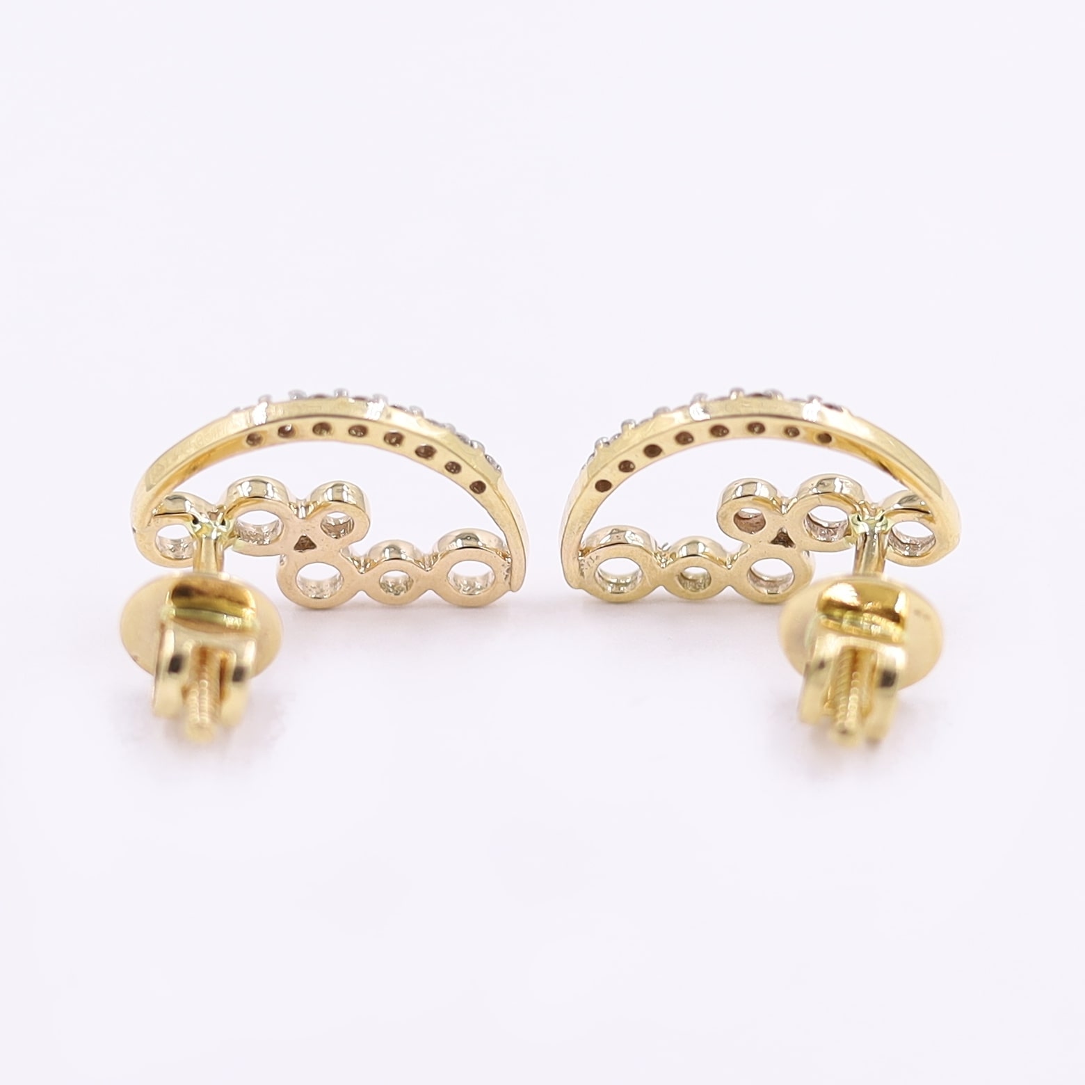 Contemporary 14KT Rose Gold And Diamond Earring