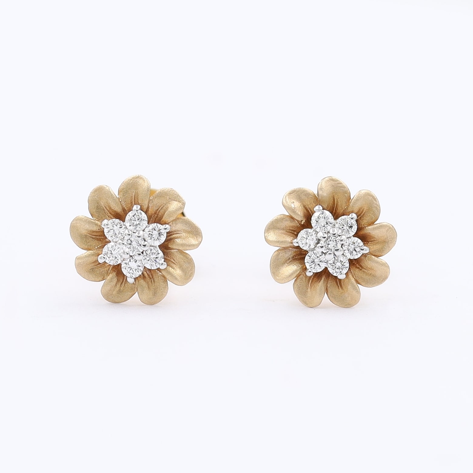 Captivating 14KT Floral Diamond Stud Earrings